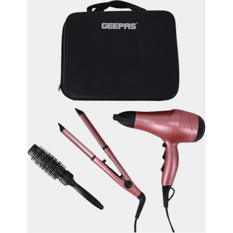 Geepas Hair Dryer, Curler & Straightener Combo Set with Bag