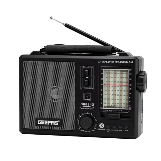 Geepas Rechargeable Radio GR6842 - 10 Band, USB/SD/Bluetooth