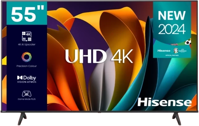 Hisense 55 Inch Smart LED TV (55A6) - 4K Ultra HD, Smart Features, Wi-Fi