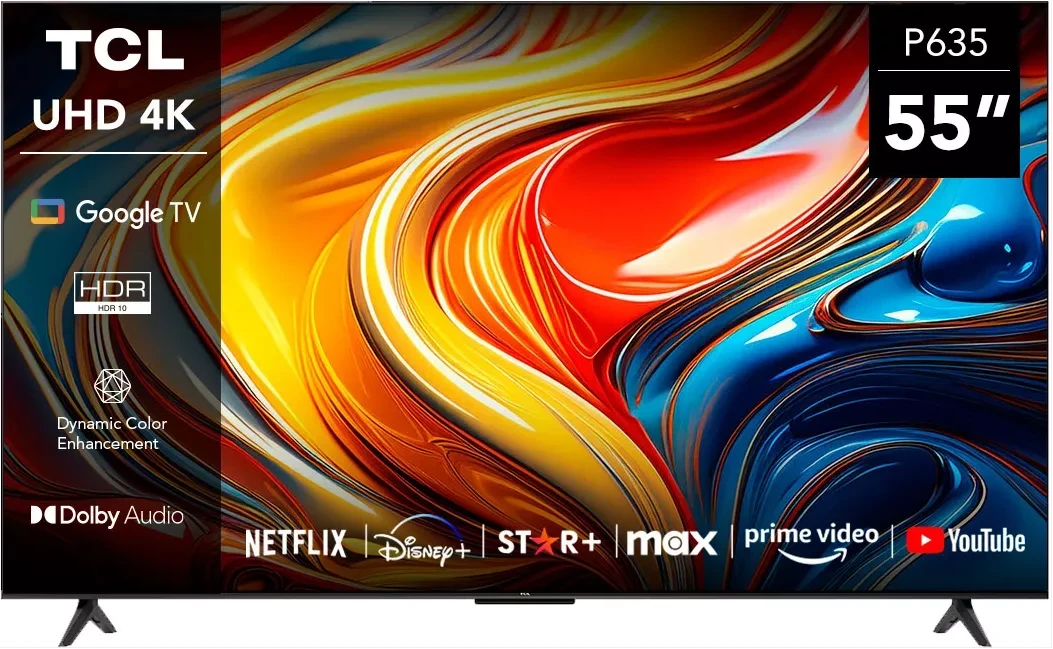 TCL 55" inch P635 4K Android TV | Frameless, Dolby Vision