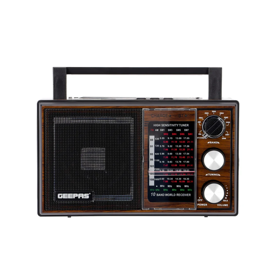 Geepas Rechargeable Radio GR6842 - 10 Band, USB/SD/Bluetooth