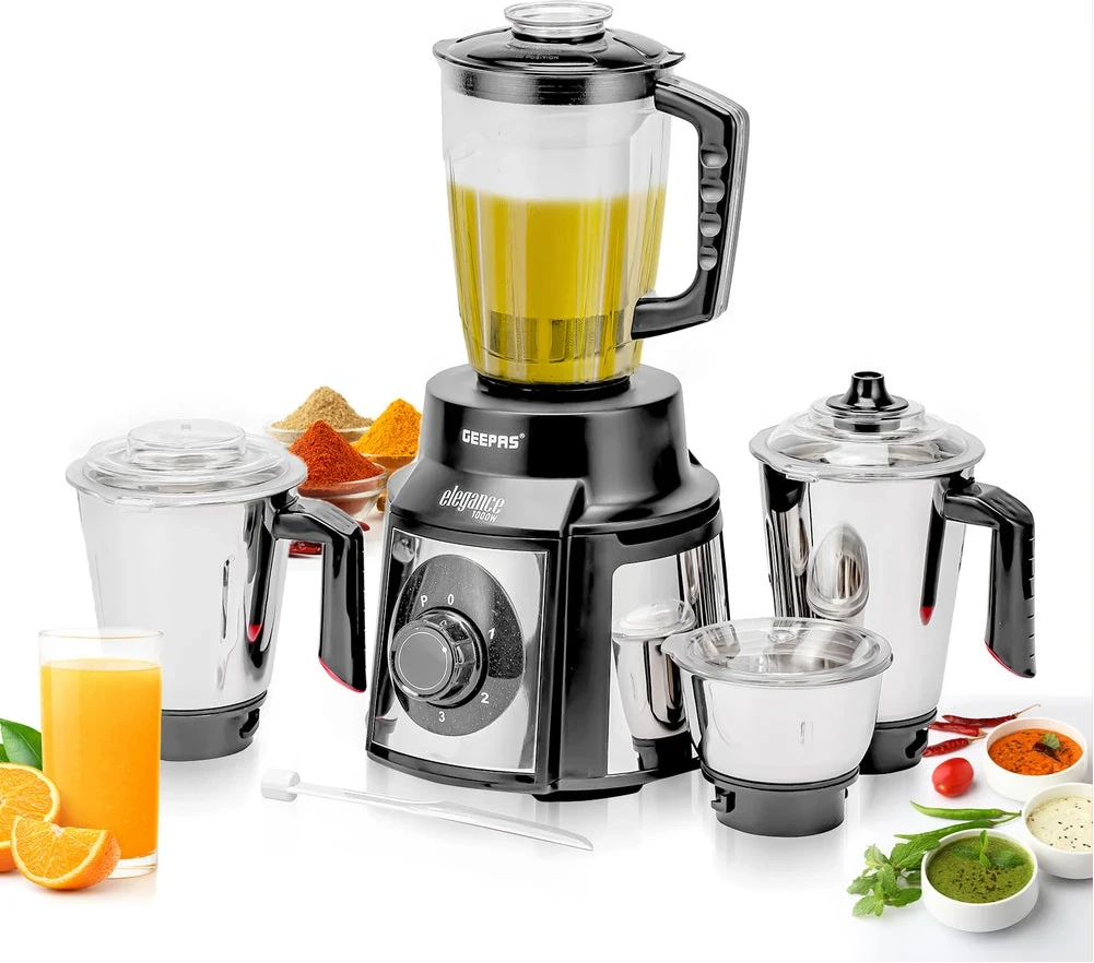 Geepas 5-in-1 Mixer Grinder Blender GSB5457 - 1.5L SS Jar, 1000W