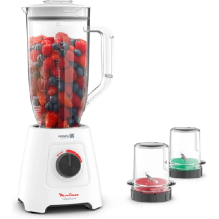 Moulinex XXL 2.8L Blender | 600W, Powelix Blades, 3-in-1 | 2.8L XXL Plastic Jug, 6 Powelix Blades + 2 Attachments